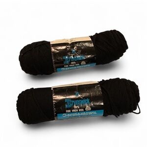 Vintage Set of 2 Skeins Yarns Brunswick 100% Pure Virgin Wool BLACK